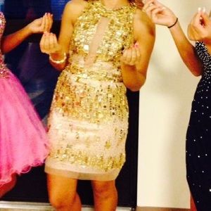 Sherri Hill Gold Formal Cocktail Dress size 4